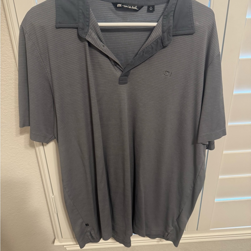 Travis Mathew Men’s Polo Shirt Charcoal Stripe XL
